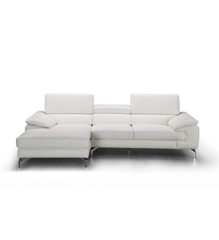 White Premium Italian Leather Sectional Sofa LHC Modern J&M Alice 