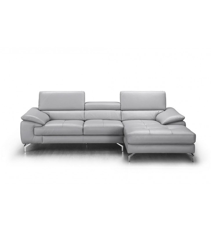 Grey Premium Italian Leather Sectional Sofa RHC Modern J&M Liam 