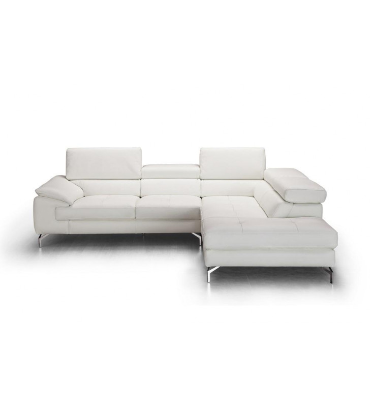 White Premium Italian Leather Sectional Sofa RHC Modern J&M Nila