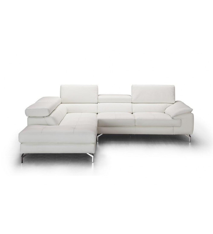 White Premium Italian Leather Sectional Sofa LHC Modern J&M Nila