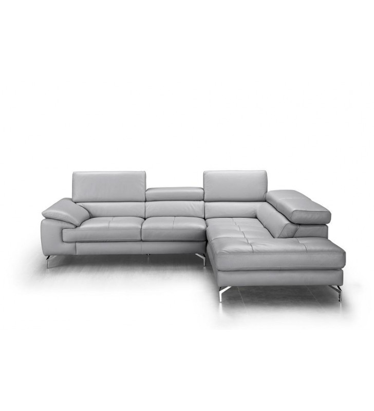Grey Premium Italian Leather Sectional Sofa RHC Modern J&M Olivia 