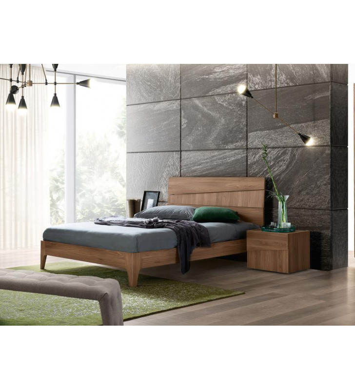 Ash Grey Walnut Matte Queen Bedroom Set 2Pcs Modern Made in Italy ESF Storm