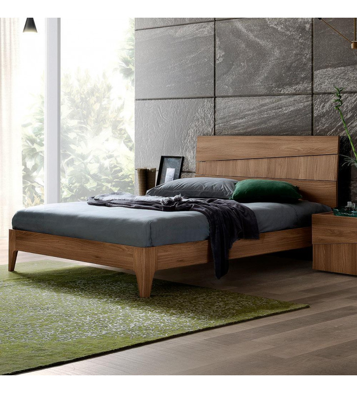 Ash Grey Walnut Matte Queen Bed Contemporary Modern Made in Italy ESF Storm