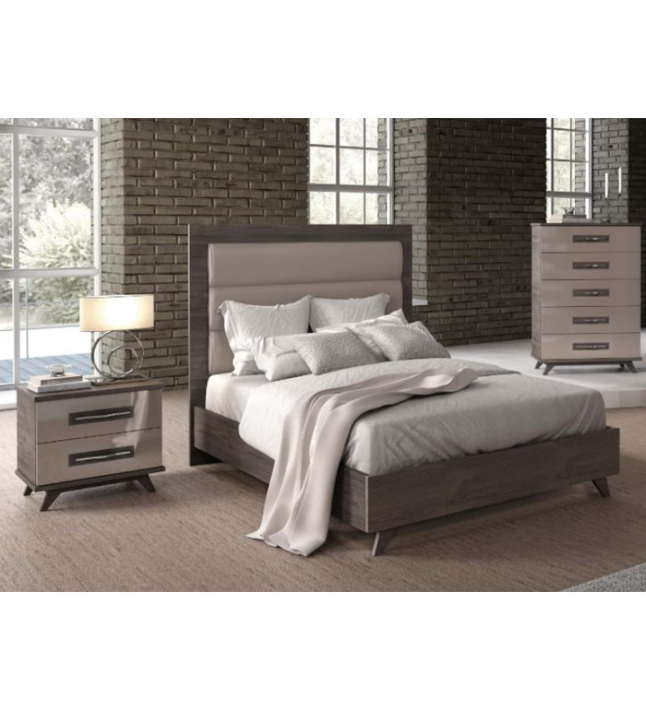 ESF Gabrielle High Gloss Fronts Queen Bedroom Set 2Pcs Contemporary Made in Italy