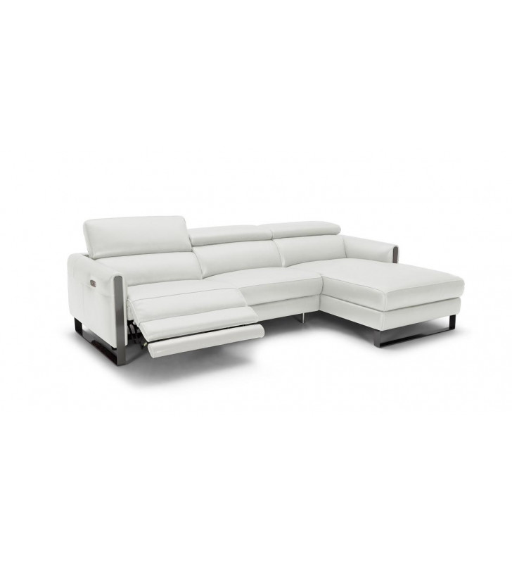 Matte Grey Italian Leather Premium Motion Sectional Sofa Recliner RHC J&M Vella 