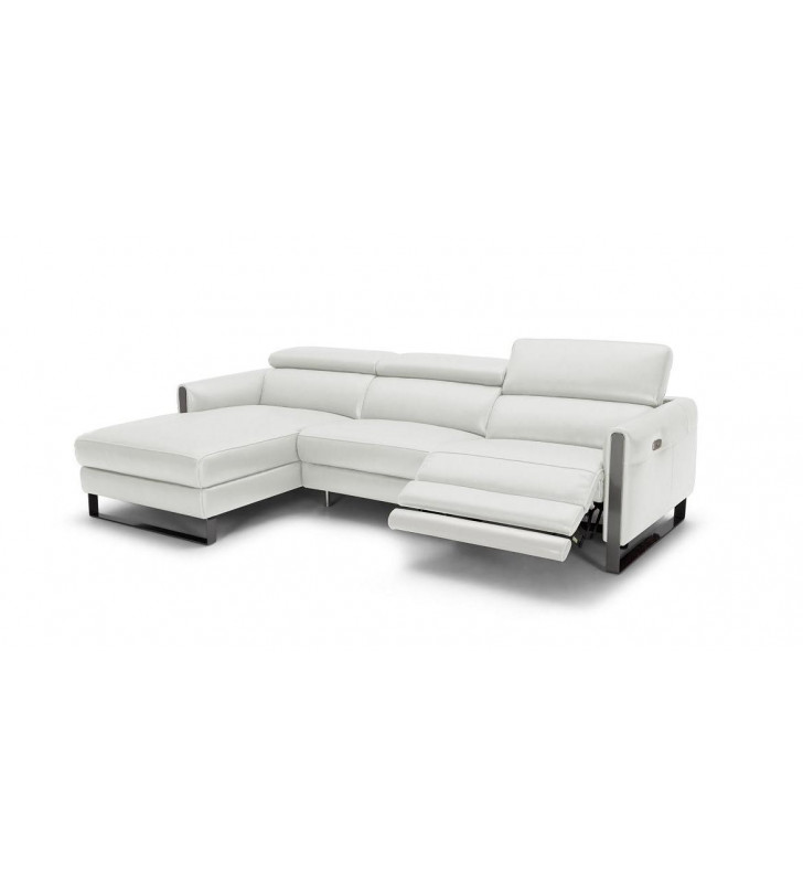 Matte Grey Italian Leather Premium Motion Sectional Sofa Recliner LHC J&M Vella 
