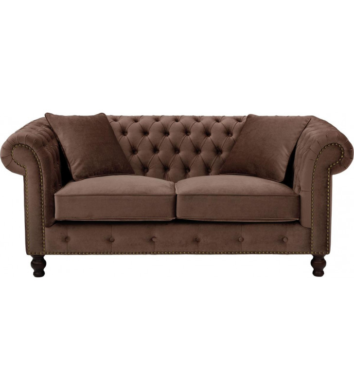 Brown Microfiber Tufted Loveseat Traditional Classic Made in Italy ESF 108 