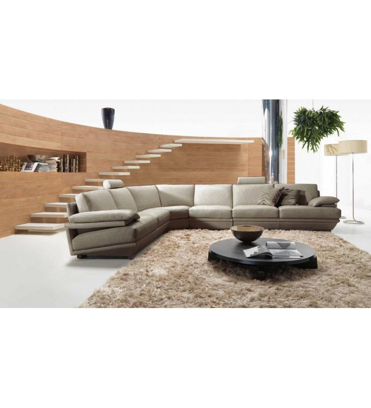 Modern Grey Leather Upholstery Sectional Sofa VIG Divani Casa Ozia