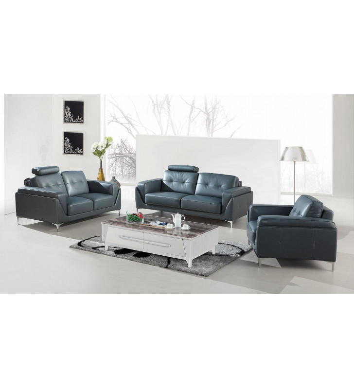 Modern Grey Bonded Leather Sofa Living Room Set 3Pcs VIG Divani Casa Markham