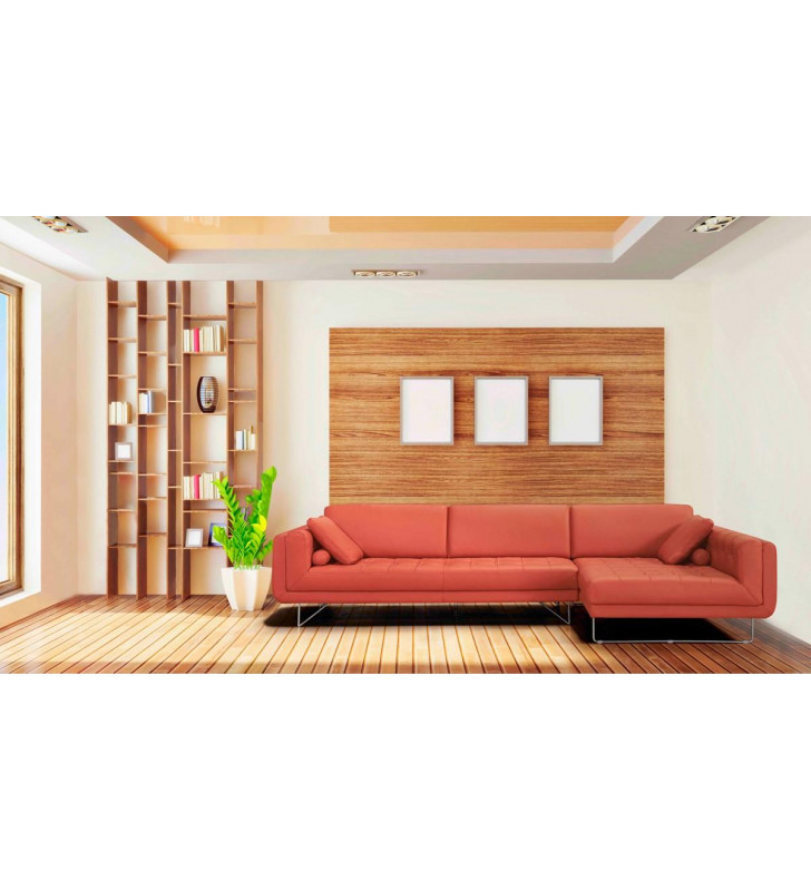 Modern Orange Italian Leather Sectional Sofa Right Hand VIG Divani Casa Katie