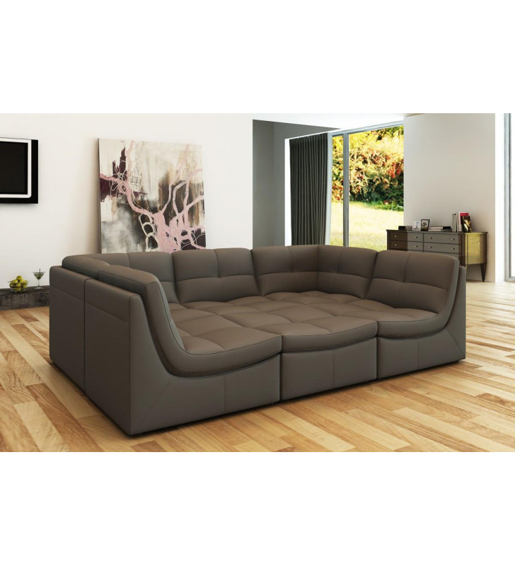 Grey Bonded Leather Sectional Modular Sofa Set VIG Divani Casa 207 Modern 