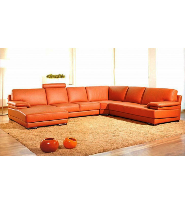 Leather Sectional Corner Sofa with Chaise Left VIG Divani Casa 2227 Modern 