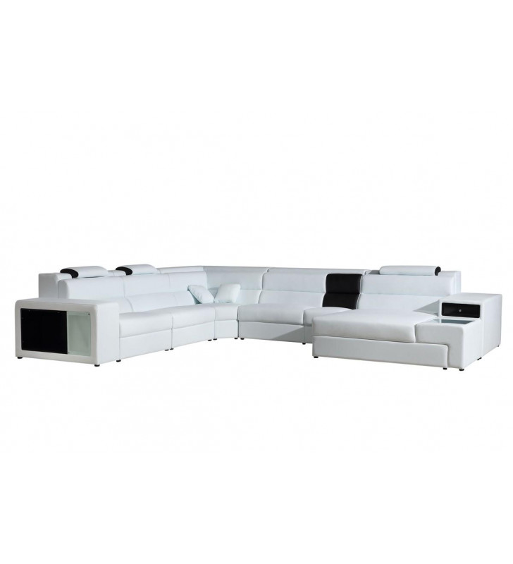 White Bonded Leather Corner Sectional Sofa Right Chaise VIG Divani Casa Polaris 