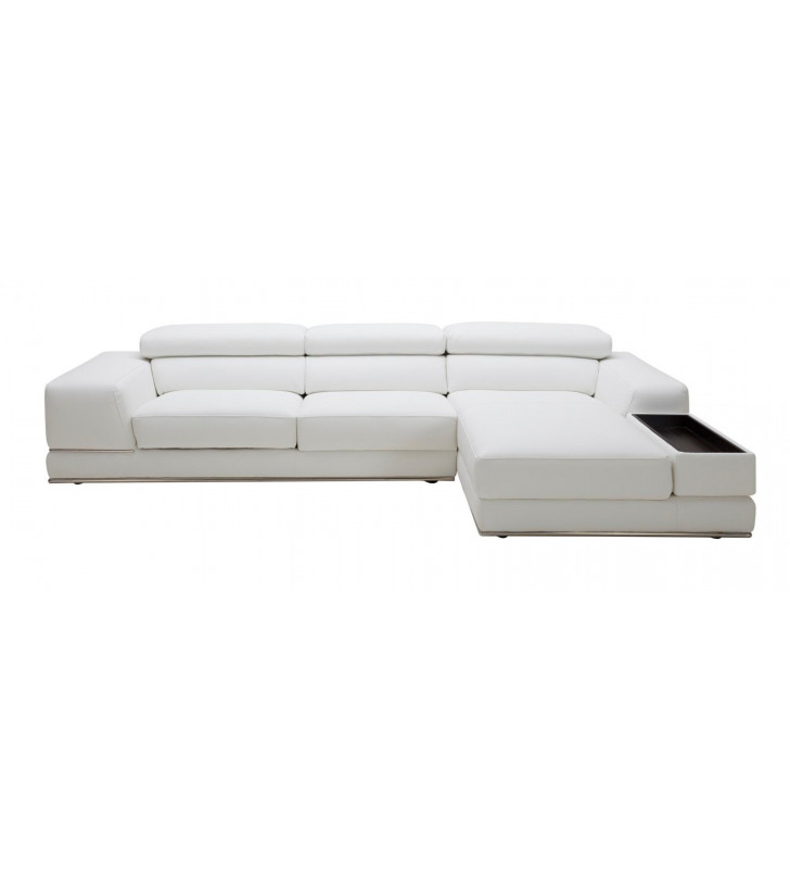 White Leather Sectional Sofa VIG Divani Casa Chrysanthemum Mini Contemporary
