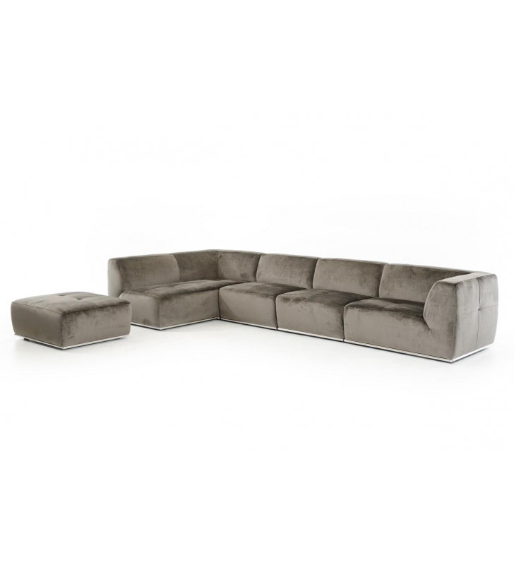 Grey Fabric Sectional Sofa w/Ottoman LHC VIG Divani Casa Hawthorn SPECIAL ORDER