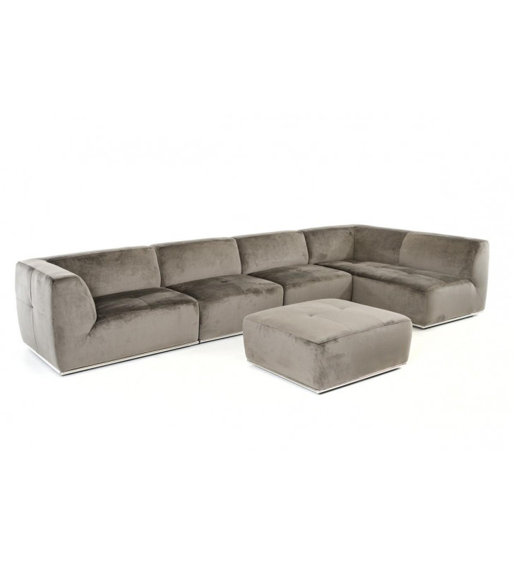 Grey Fabric Sectional Sofa w/Ottoman RHC VIG Divani Casa Hawthorn 
