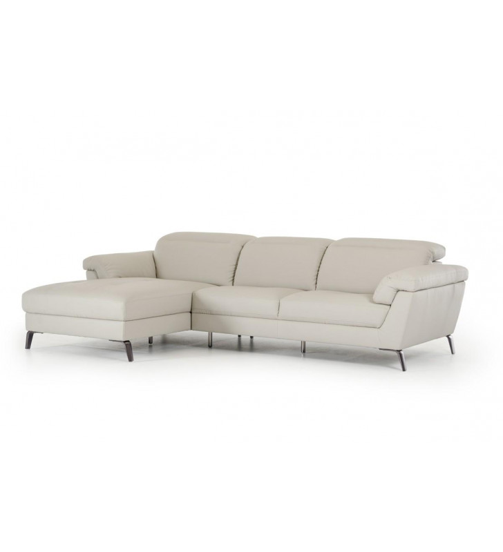 Light Grey Eco-Leather Sectional Sofa Left VIG Divani Casa Edelweiss Modern 