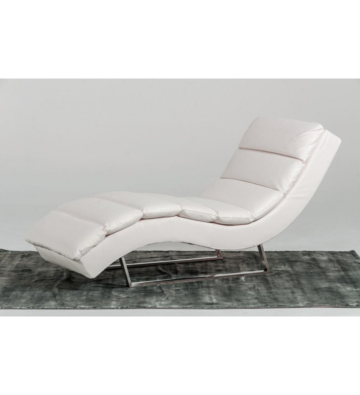 White Leatherette Chaise VIG Divani Casa Trance Modern Contemporary