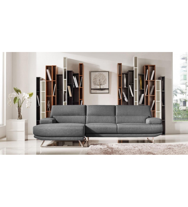 Grey Fabric Sectional Sofa Left Facing Chaise VIG Divani Casa Trinidad Modern 