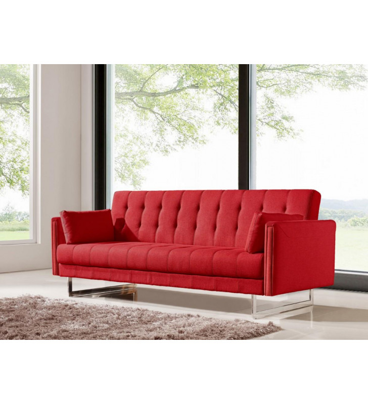 Red Fabric Tufted Sofa Bed VIG Divani Casa Tejon Modern Contemporary