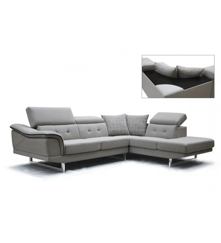 Grey Fabric Sectional Sofa Right Facing Chaise VIG Divani Casa Gaviota Modern