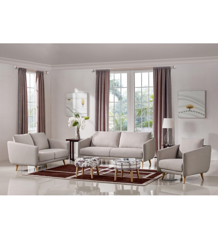 Modern Beige Fabric Sofa Set 3Pcs VIG Divani Casa Dakota