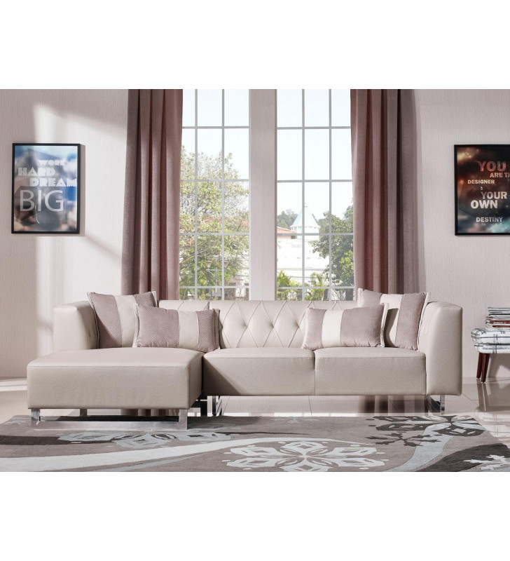Modern Leatherette & Fabric Sectional Sofa Left VIG Divani Casa Carolina