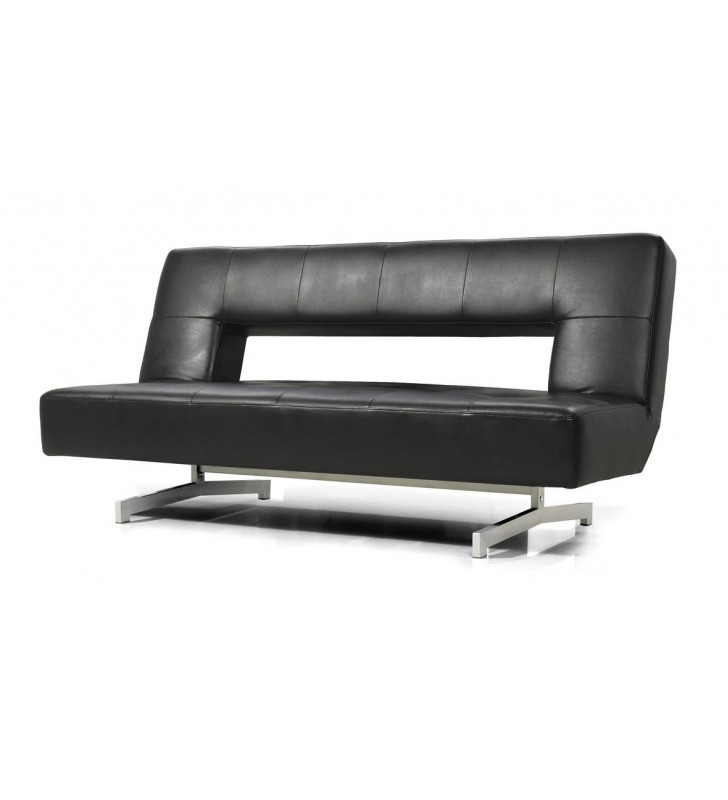 Fold-Out Black Leatherette Tufted Sofa Bed VIG Modern Divani Casa Wilshire 