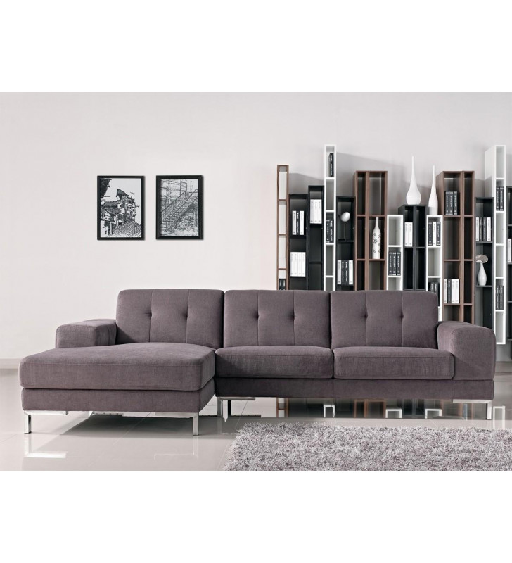 Grey Fabric Sectional Sofa w/ Left Facing Chaise VIG Divani Casa Forli Modern 