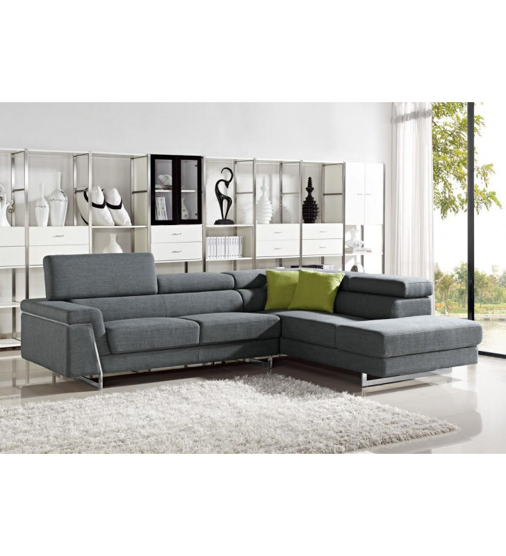 Gray Fabric Sectional Sofa VIG Divani Casa Darby Modern Contemporary