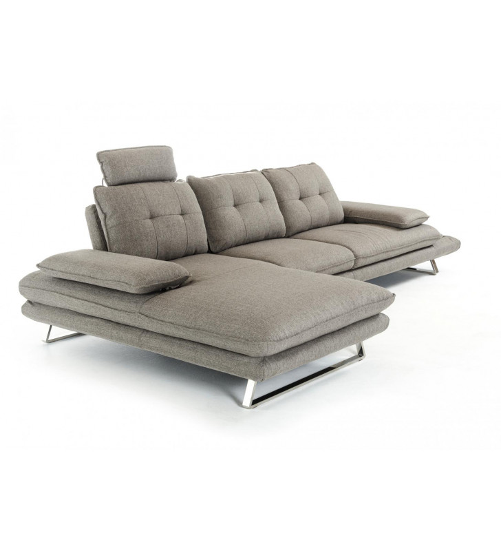 Grey Fabric Tufted Sectional Sofa VIG Divani Casa Porter Modern LEFT CHAISE