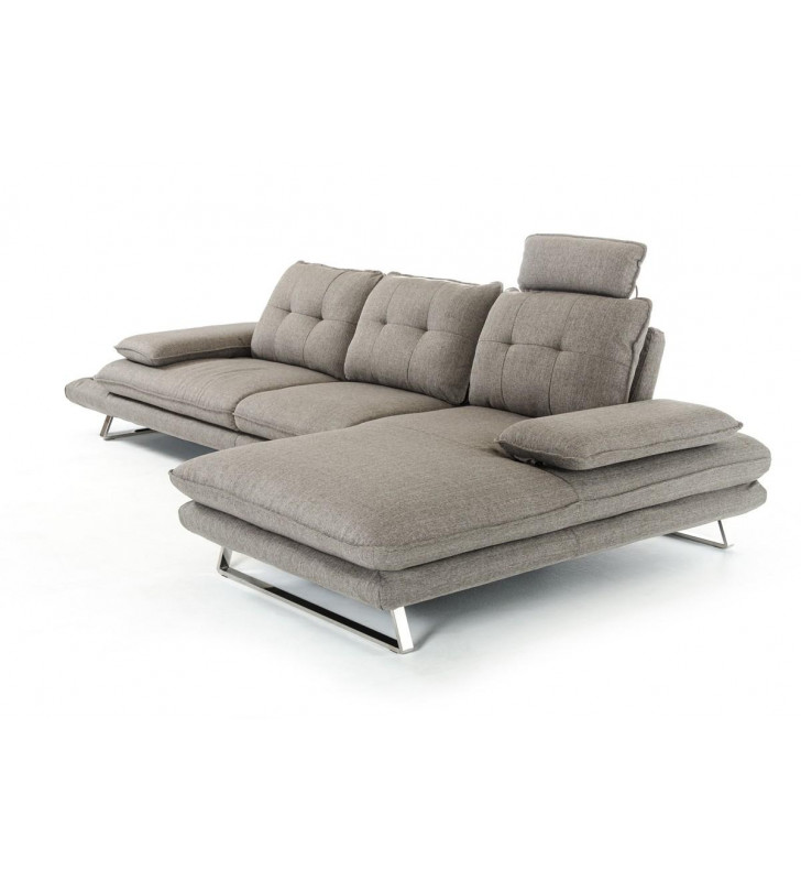 Grey Fabric Tufted Sectional Sofa VIG Divani Casa Porter Modern RIGHT CHAISE