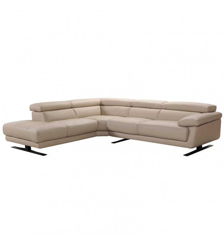 Taupe Leather Sectional Sofa Left Facing Chaise VIG Divani Casa Gypsum Modern 