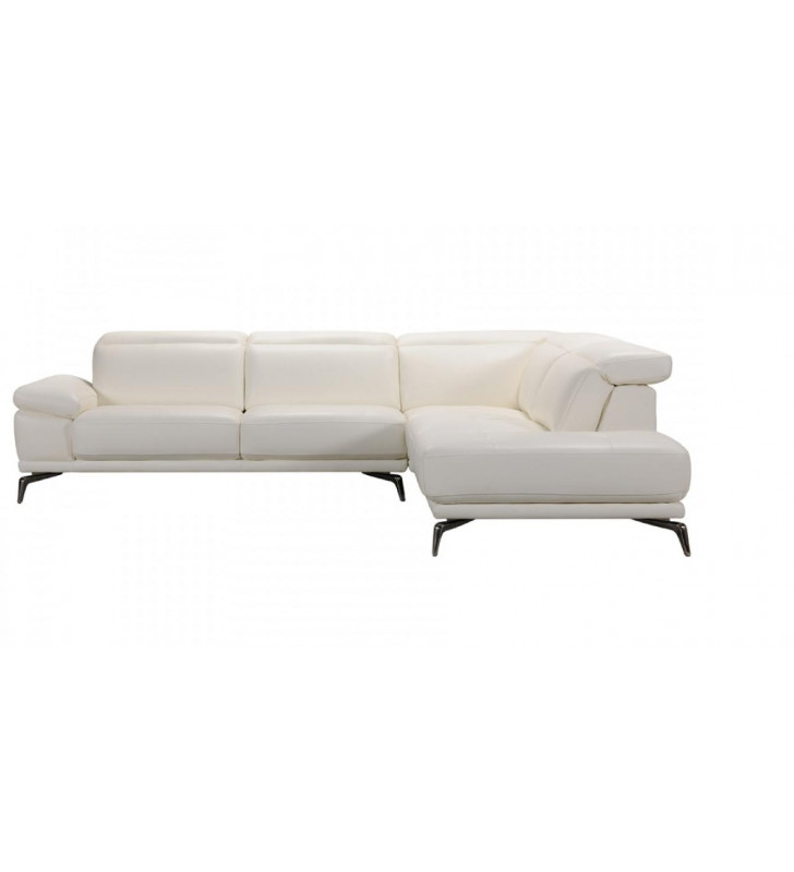 White Full Leather Sectional Sofa Right Chaise VIG Divani Casa Tundra Modern
