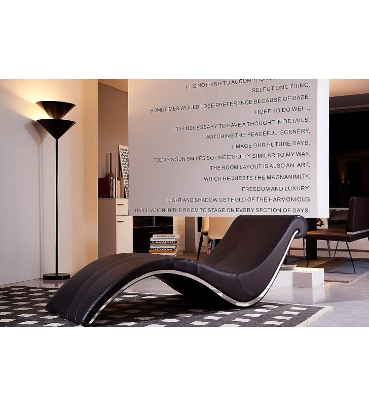 Modern Brown Leather Lounge Chaise VIG Divani Casa Essen