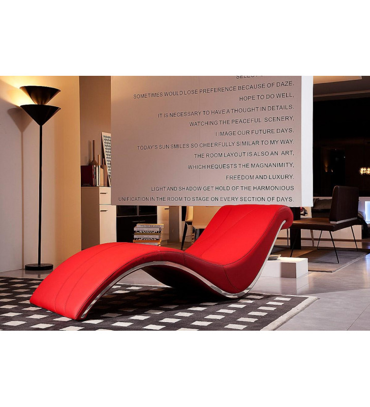 Modern Red Leather Leisure Lounge Chaise VIG Divani Casa Essen