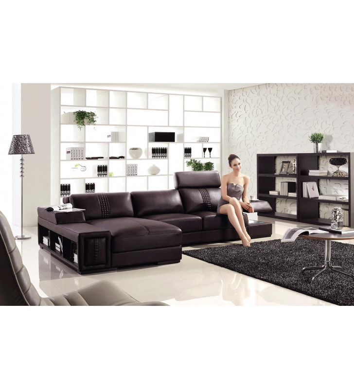 Leather Sectional Sofa VIG Divani Casa T132 Mini Modern LEFT FACING CHAISE