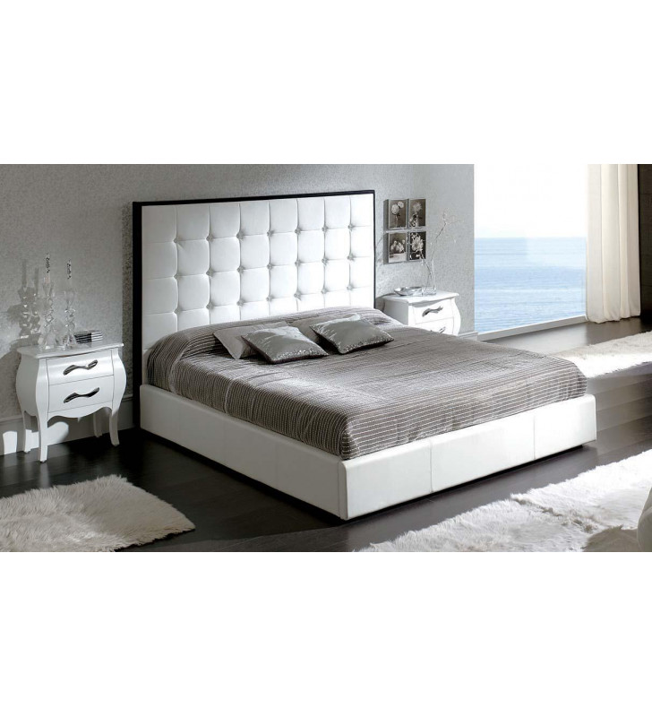 ESF Penelope 622 White Leather Storage King Size Bed Made in Spain