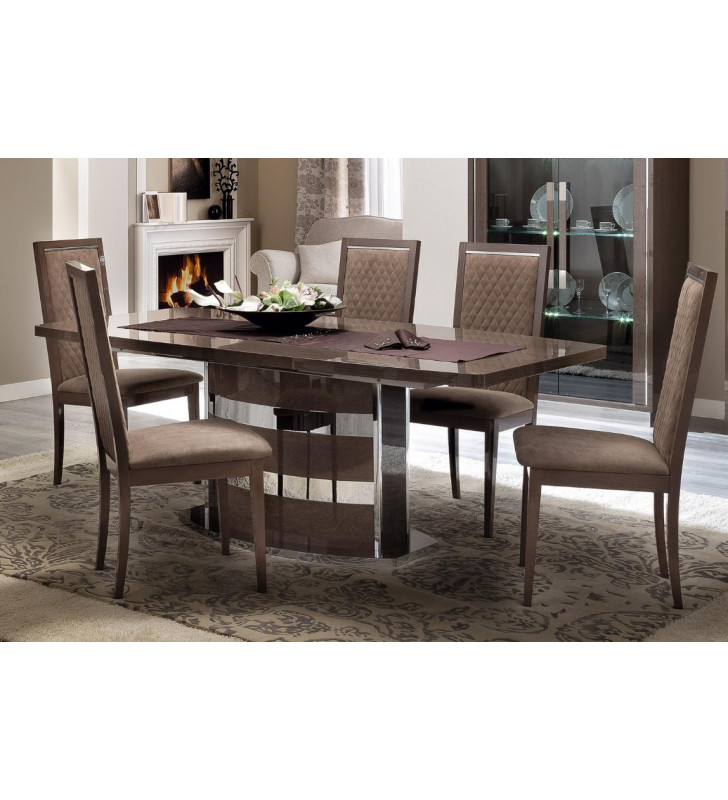 Modern High Gloss Silver Birch Finish Dining Set 5 Pcs ESF Platinum Slim