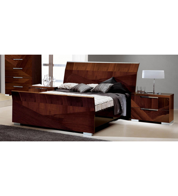 ESF Capri & Cindy Modern Natural Brown Wood Queen Size Bedroom Set 3 Pcs