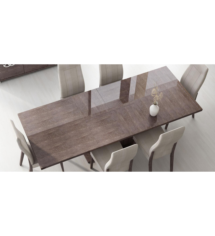 ESF Georgia High Gloss Wenge Dining Table Set 7Pcs Contemporary Made in Italy 