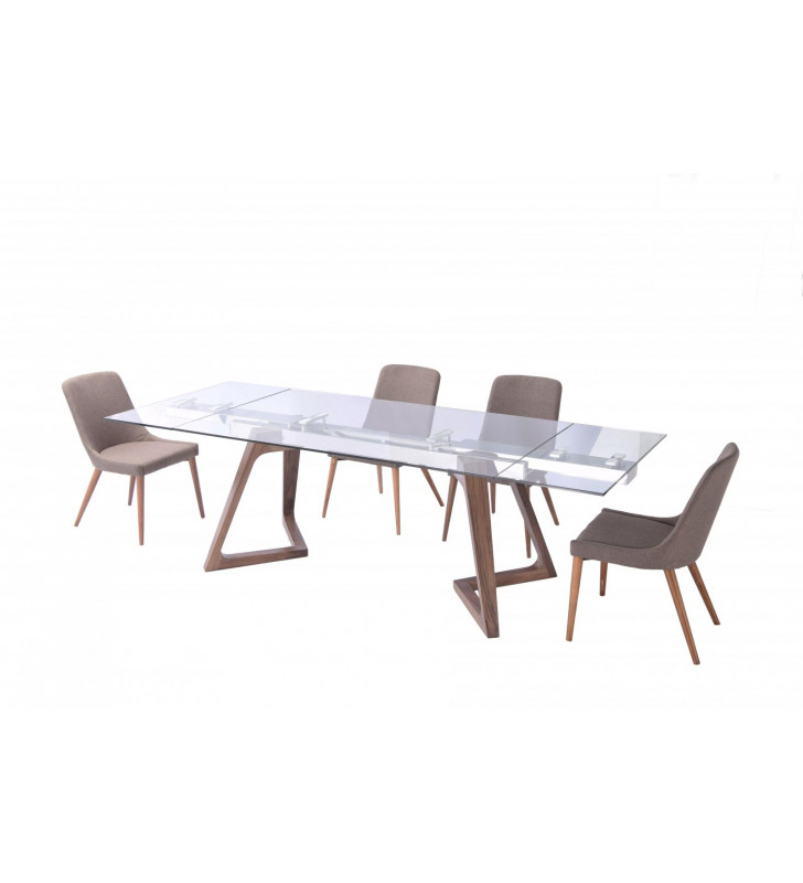 Oak Retro Dining Table w/ Extension 941 Chairs Set 5Pcs Made in Italy ESF 8811