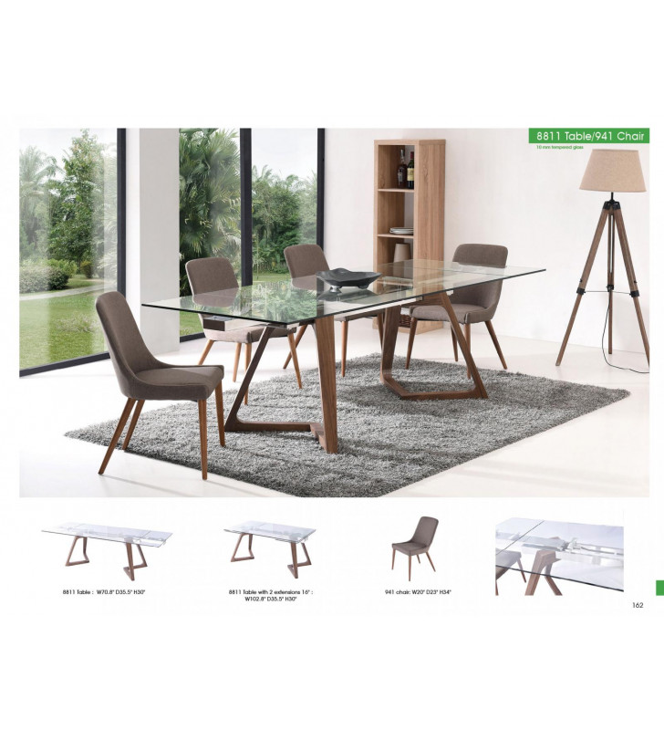 Oak Retro Dining Table w/ Extension 941 Chairs Set 7Pcs Made in Italy ESF 8811