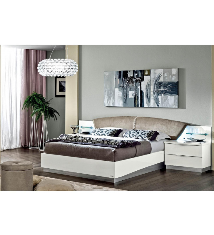 Queen Bedroom Set 3 w/Swarovski insert Modern Made In Italy ESF Onda Drop White