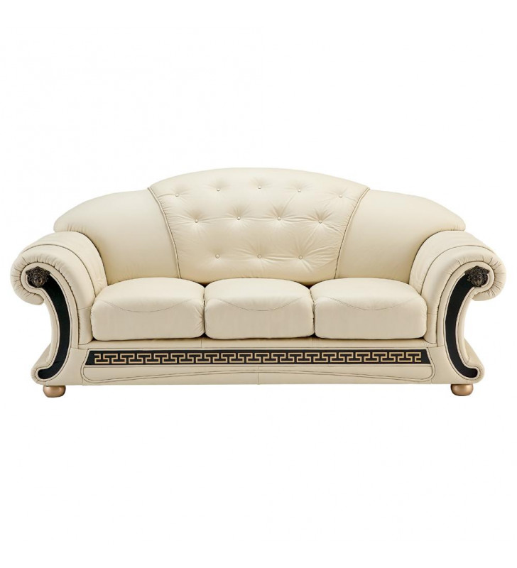 Ivory Genuine Leather Sofa-Bed Traditional Made in Italy ESF Apolo 