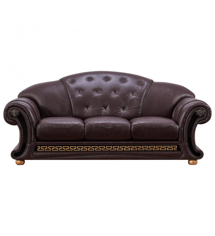 Brown Genuine Leather Sofa Traditional Made in Italy ESF Apolo 