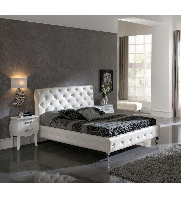 ESF Nelly 621 White Eco Leather Tufted King Bedroom Set 3P Modern Made in Spain