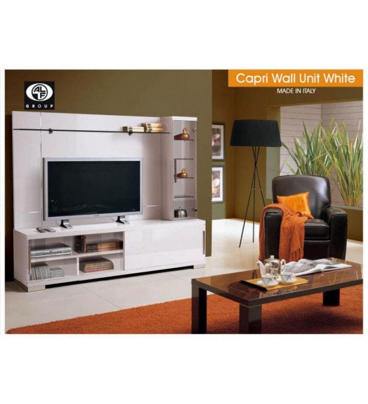 High Gloss White Lacquer Entertainment Unit Made in Italy ESF Capri 