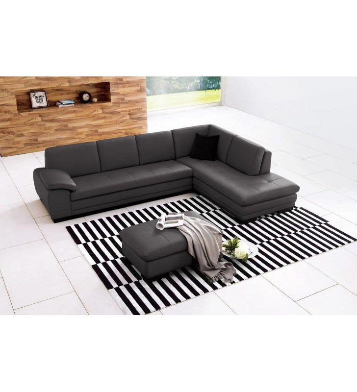 Grey Premium Top Grain Italian Leather Sectional Sofa RHC Modern J&M 625 