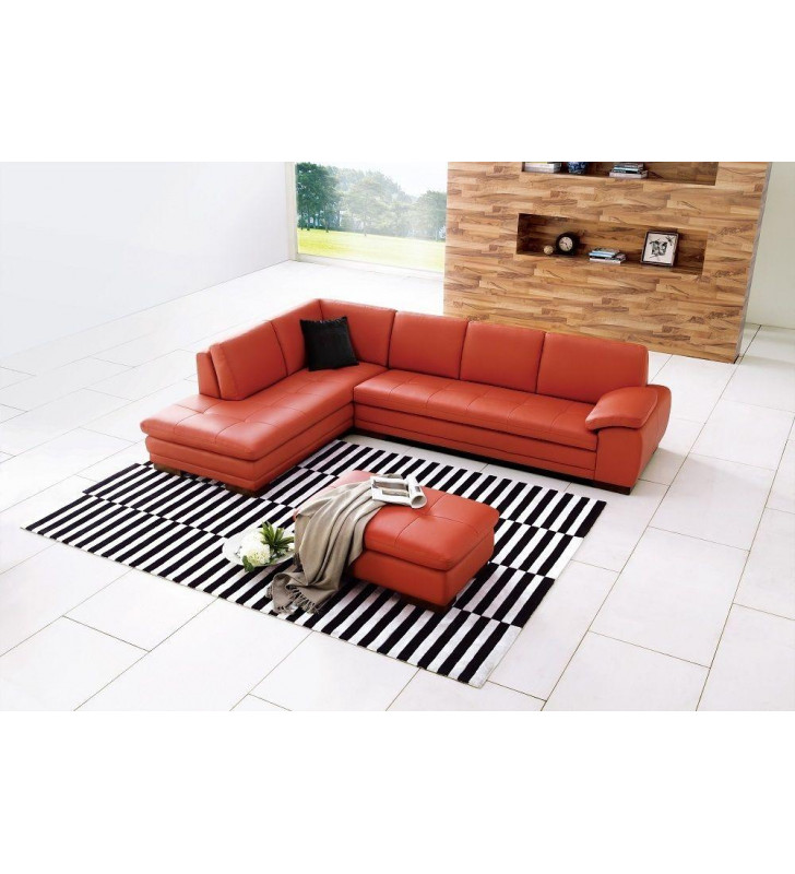 Pumpkin Premium Top Grain Italian Leather Sectional Sofa LHC Modern J&M 625 